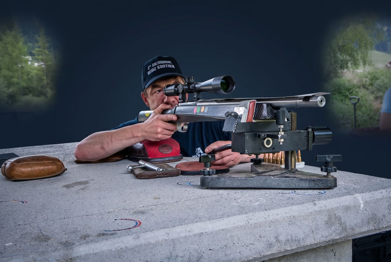 Benchrest-Schütze als KI-Bildstudie